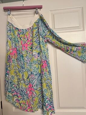 Lilly Pulitzer Pink-Trim Crocheted Beach Cover